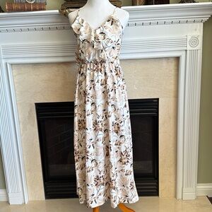 Spaghetti Strap Flower Print Long Dress